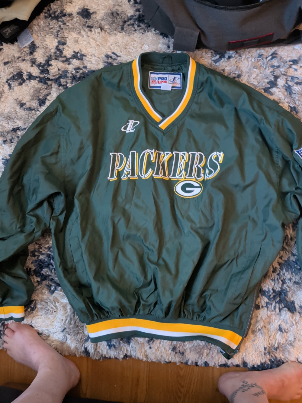 Men's Vintage Pro Line Green Bay Packers Pullover Windbreaker XL